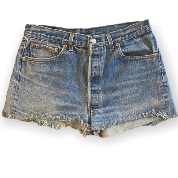 LEVIS Vintage 501xx High Rise Cutoff Denim Button Fly Shorts Frayed Sz 11 (30”) - Picture 1 of 9